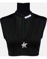 Area - Star Stud Ribbed-knit Crop Top - Lyst