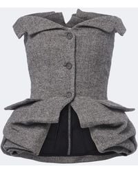 Magda Butrym - Herringbone Peplum Wool And Cashmere-Blend Top - Lyst