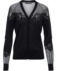 Cardigan crop à col v Cachemire Dolce & Gabbana en coloris Noir Femme Vêtements Sweats et pull overs Cardigans 