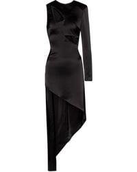 David Koma Cut-out Asymmetric Satin Minidress - Black