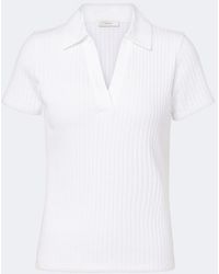 Vince - Ribbed-Knit Cotton-Blend Polo Shirt - Lyst