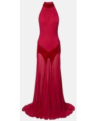 McQueen - Velvet-Trimmed Silk Georgette Gown - Lyst