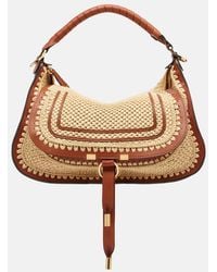 Chloé - Marcie Small Raffia-Effect Shoulder Bag - Lyst