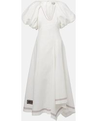 ALÉMAIS - Magnolia Embroidered Linen Midi Dress - Lyst