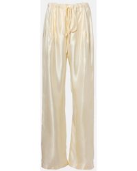 KHAITE - Rohen Satin Wide-Leg Pants - Lyst