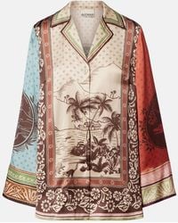 ALÉMAIS - Alberta Printed Silk Satin Shirt - Lyst