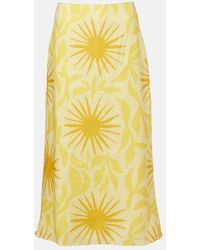 Cala De La Cruz - Fabiana Printed Linen Midi Skirt - Lyst