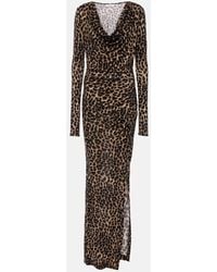 Blumarine - Leopard-Print Wool Jersey Maxi Dress - Lyst