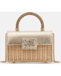 Roger Vivier - Jewel Efflorescence Mini Rattan Tote Bag - Lyst