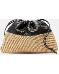 Bottega Veneta - Dustbag Small Raffia And Leather Pouch - Lyst