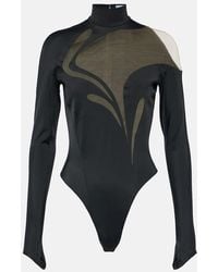 Mugler - Swirly Mesh-paneled Bodysuit - Lyst