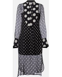 Nina Ricci - Polka-Dot Semi-Sheer Silk Midi Dress - Lyst