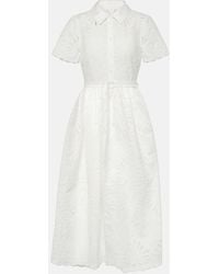 Self-Portrait - Robe Midi Brodee En Coton - Lyst