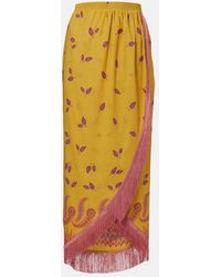 Valentino - Printed Cotton Midi Skirt - Lyst