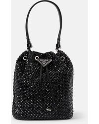 Prada - Mini Crystal-embellished Bucket Bag - Lyst