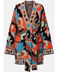 Etro - Jacquard Wool-Blend Wrap Cardigan - Lyst