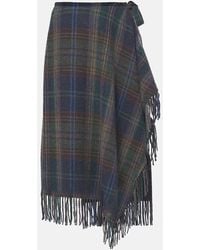 Polo Ralph Lauren - Fringed Plaid Wool-Blend Wrap Skirt - Lyst