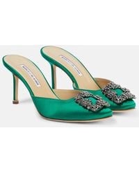 Manolo Blahnik - Mules Hangisimu 70 Aus Satin Mit Kristallen - Lyst