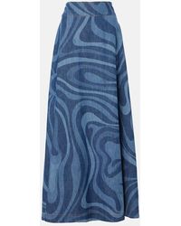PUCCI - Marmo High-Rise Denim Maxi Skirt - Lyst