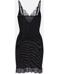 Saint Laurent - Vestido Lencero De Jersey De Seda Con Encaje - Lyst