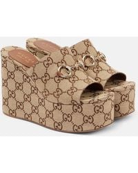 Gucci - Gg Wedge Sandals - Lyst
