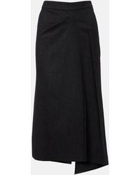 Victoria Beckham - Draped Virgin Wool Midi Skirt - Lyst