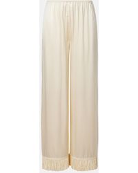 Doen - Lavon Fringed Silk Satin Wide-Leg Pants - Lyst