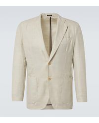 Rubinacci - Blazer De Seda, Lino Y Lana Espigado - Lyst