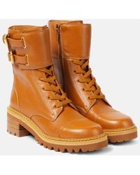 See By Chloé - Mallory Leather Lace-Up Boots - Lyst