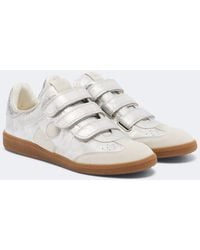 Isabel Marant - Beth Suede-Trimmed Metallic Leather Sneakers - Lyst