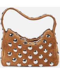 KHAITE - Elena Small Studded Suede Shoulder Bag - Lyst