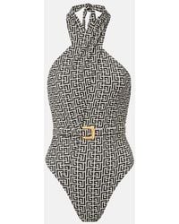 Balmain - Banador Escote Halter Con Cinturon - Lyst