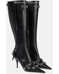 Balenciaga - 'cagole' White Pointed High-boots With Studs And Buckles In Leather Woman - Lyst