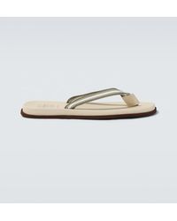 Brunello Cucinelli - Leather-Trimmed Thong Sandals - Lyst
