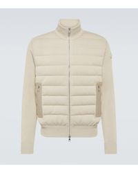 Moncler - Leather-trimmed Cotton Cardigan - Lyst