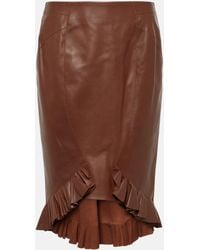 Tom Ford - Ruffled Leather Midi Skirt - Lyst