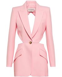 Alexander McQueen Cutout Wool Blazer - Pink