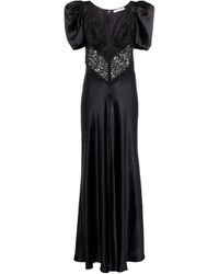 Rodarte Lace-trimmed Silk Maxi Dress - Black