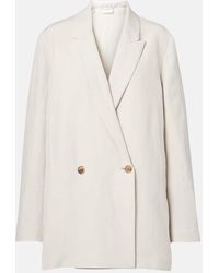 The Row - Nat Double-Breasted Silk And Linen Blazer - Lyst