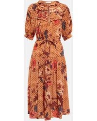 Ulla Johnson - Adette Printed Silk Crepe De Chine Midi Dress - Lyst