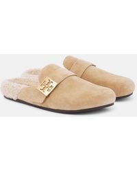 Tory Burch - Mellow Shearling-Lined Suede Mules - Lyst