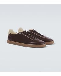 Brunello Cucinelli - Leather-Trimmed Suede Sneakers - Lyst