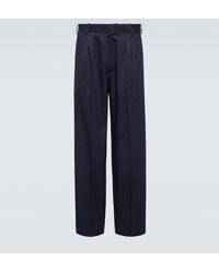 KENZO - Pinstripe Cotton And Linen Pants - Lyst