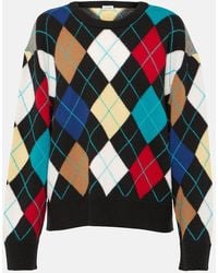 Loewe - Oversized Argyle Sweater In Cashmere - Lyst