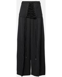 Jean Paul Gaultier - Corset-Detail Virgin Wool Wide-Leg Pants - Lyst