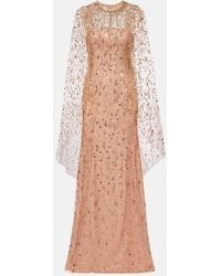 Jenny Packham - Hestia Embellished Caped Gown - Lyst