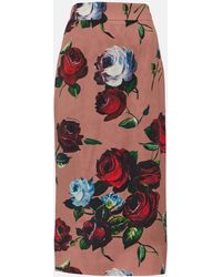 Dolce & Gabbana - Floral Silk-blend Charmeuse Midi Skirt - Lyst