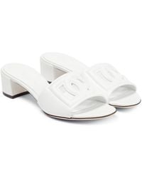 Dolce & Gabbana Sandalias de piel con logo - Blanco