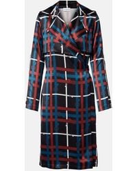 Burberry - Belt Check Crepe Wrap Dress - Lyst
