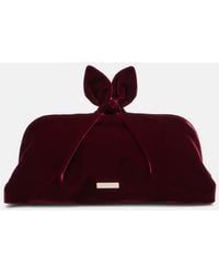 Aquazzura - Bow Tie Small Velvet Clutch - Lyst